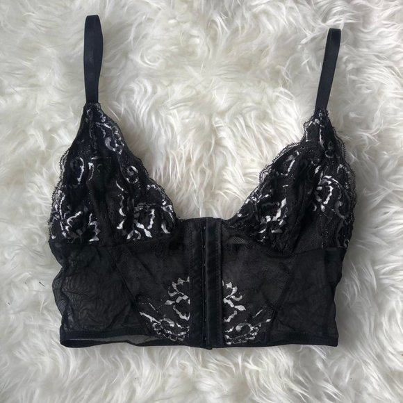Urban Outfitters Black and Silver Embroidered Mesh Corset - Picture 2 of 6